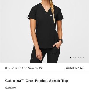 Womens figs black Catarina one pocket scrub top